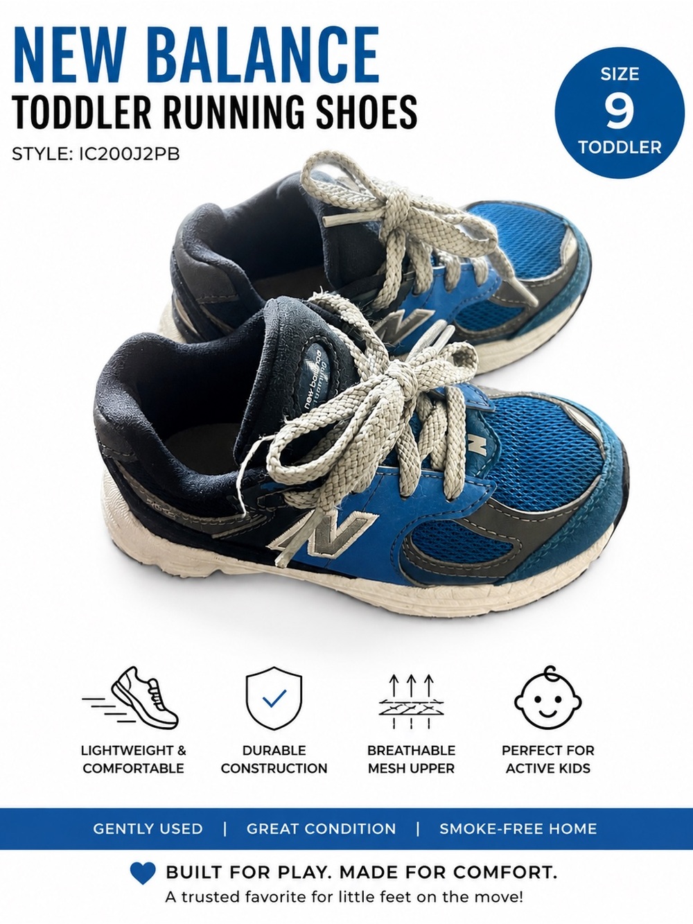 New Balance Toddler Blue and Black Sneakers